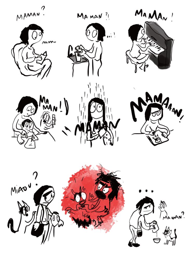 Emeline Grolleau dessin parents fatigués